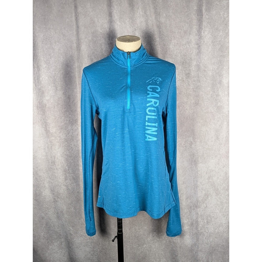 Nike NFL Carolina Panthers Womens Medium Blue Dri-FIT Quarter Zip Pullover Top